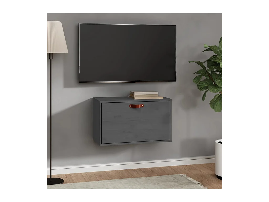 Armario de pared Gris 60x30x35 cm Madera maciza de pino