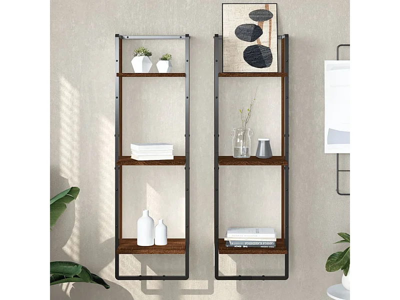 3-laags wandplank, bruin eiken, 30x25x100 cm