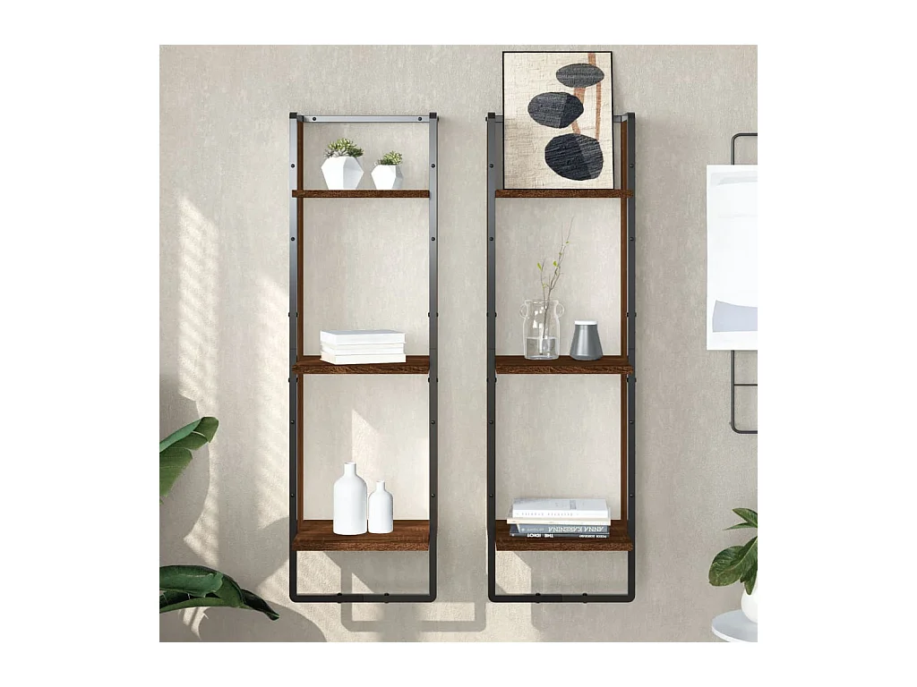 Étagère murale 3 niveaux chêne marron 30x25x100 cm