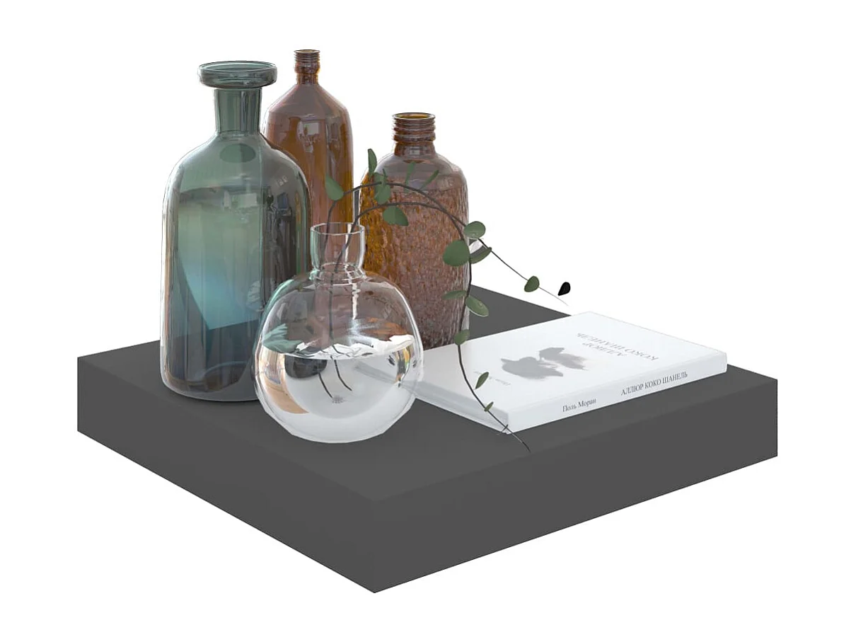 Étagère murale flottante Gris brillant 23x23,5x3,8 cm MDF