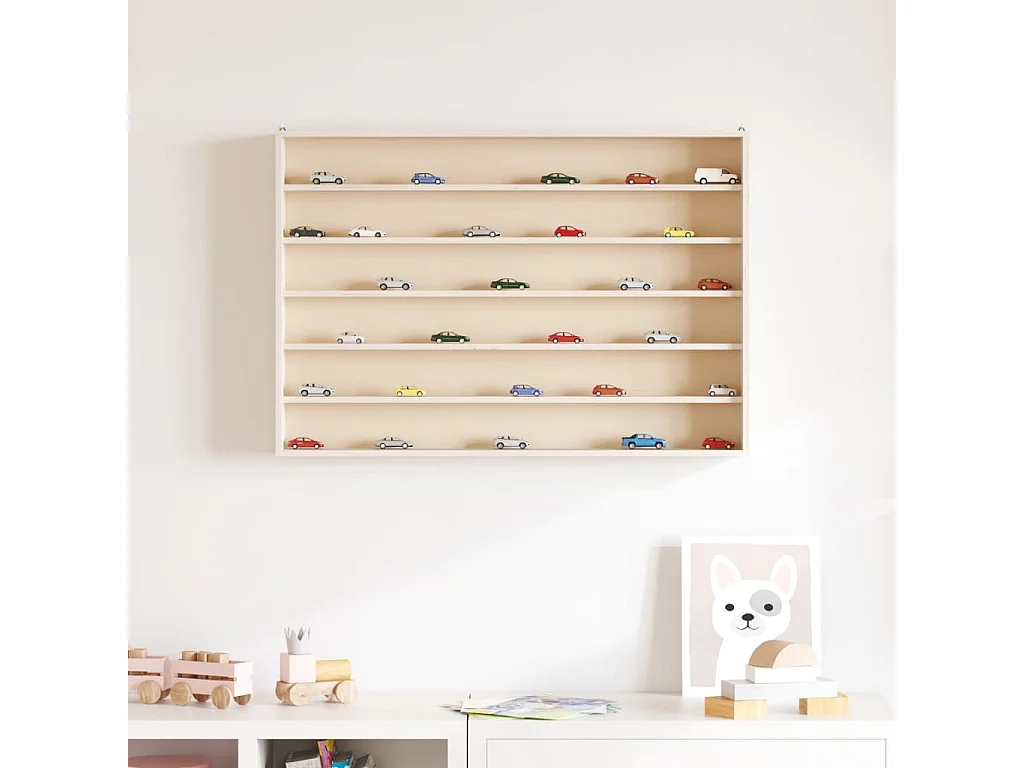 Vitrina de colección de madera con 6 estantes 80x8,5x55 cm