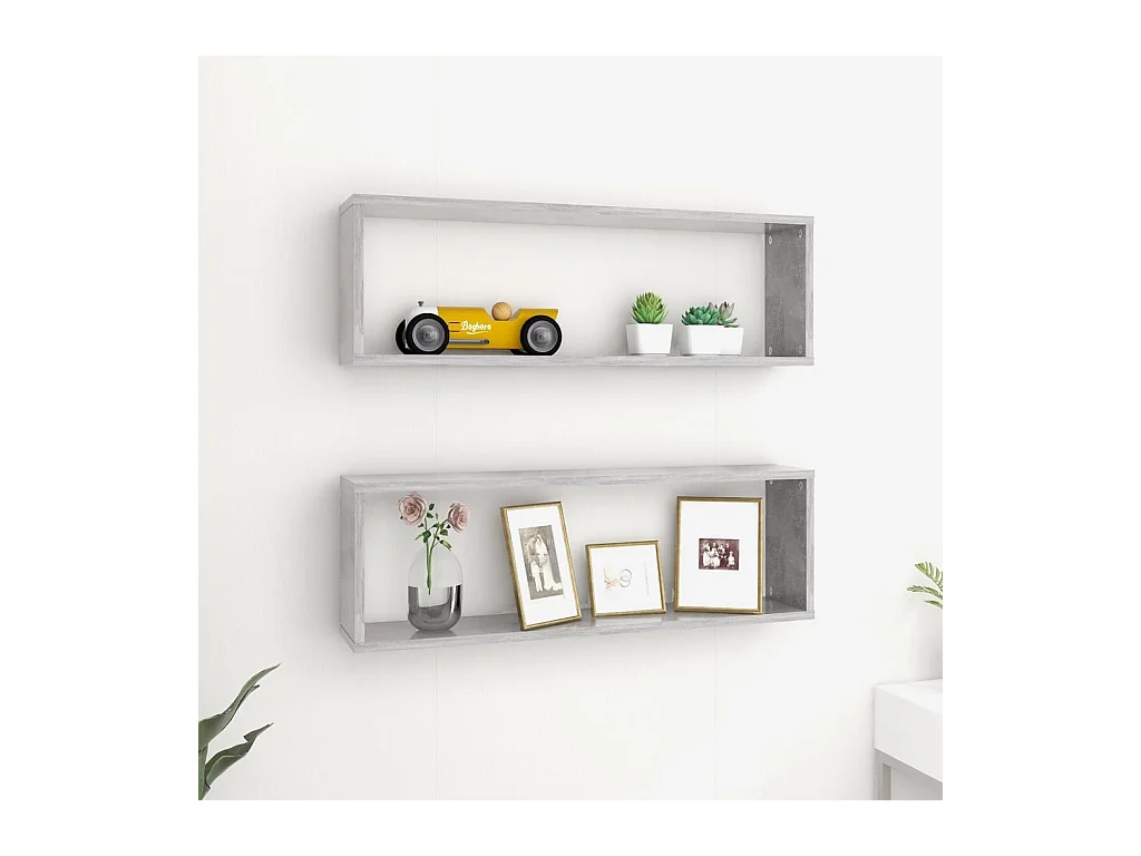 mensole a cubo da parete in legno ingegnerizzato grigio cemento