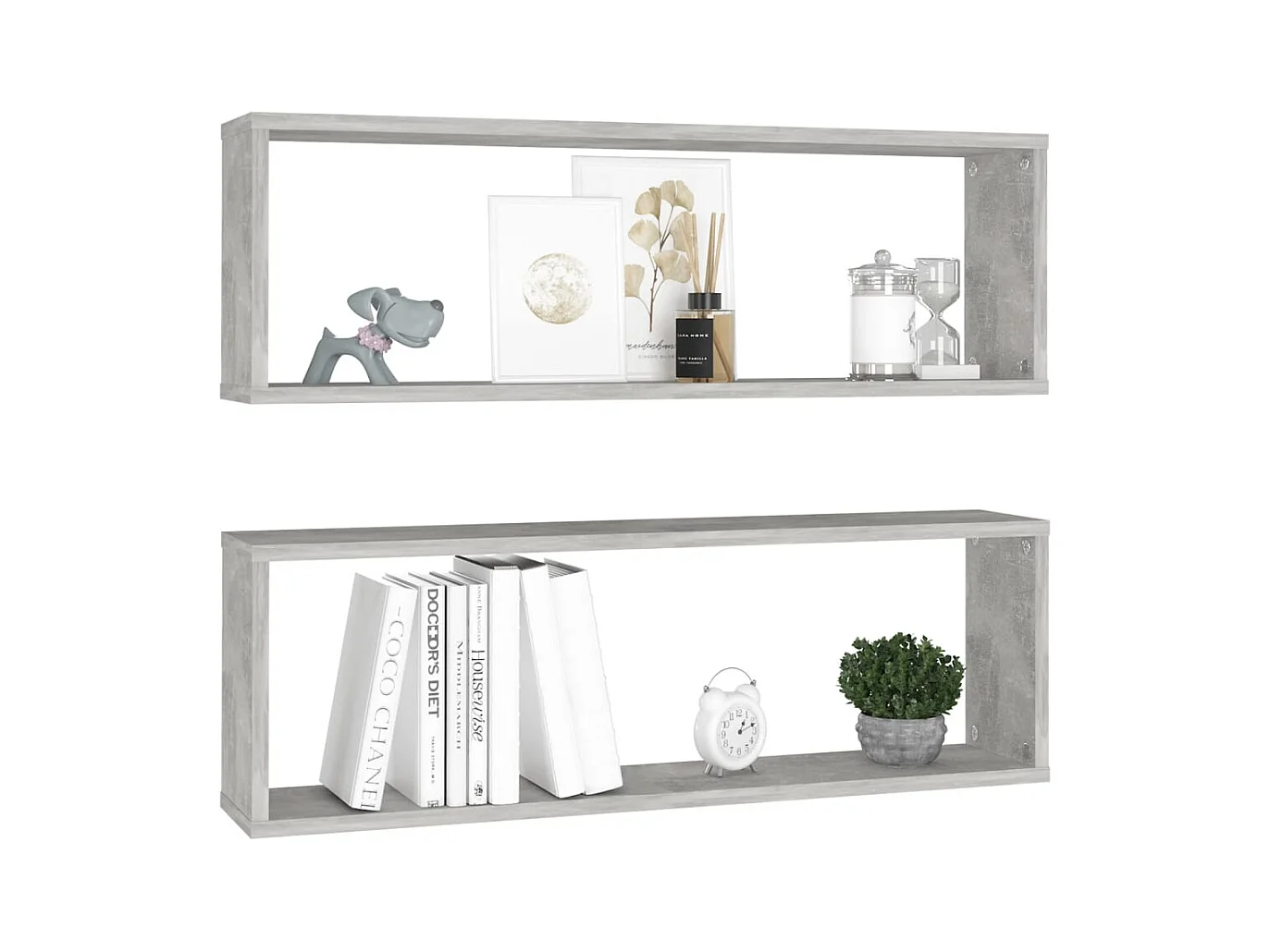 mensole a cubo da parete in legno ingegnerizzato grigio cemento