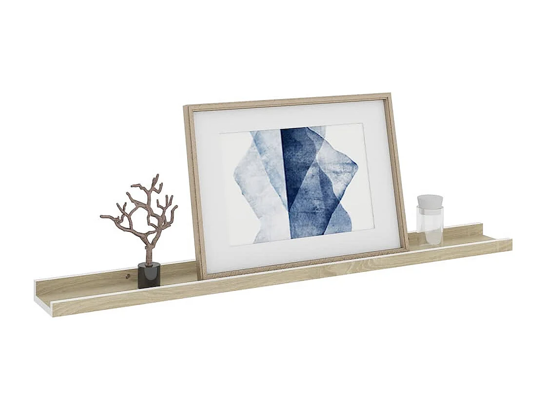 Estantes de pared 2 piezas blanco y roble sonoma 80x9x3 cm