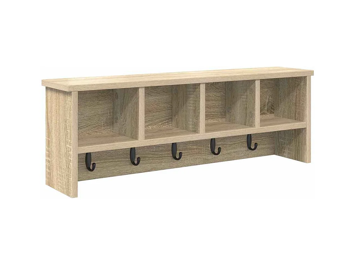 Appendiabiti da parete con ripiano in rovere Sonoma 75 x 16 x 26 cm