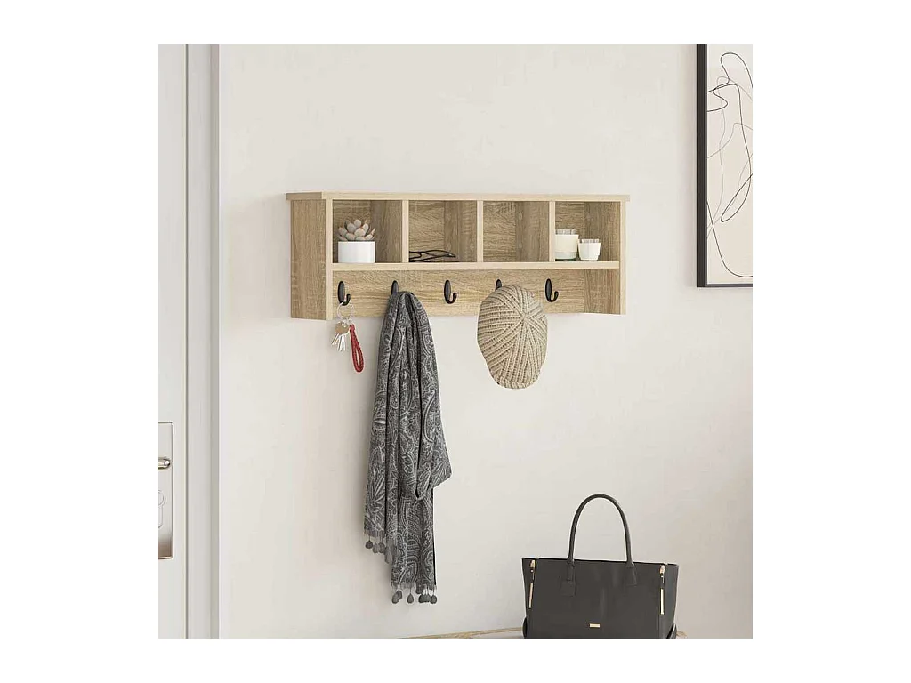 Porte-manteau mural avec étagère Chêne sonoma 75 x 16 x 26 cm