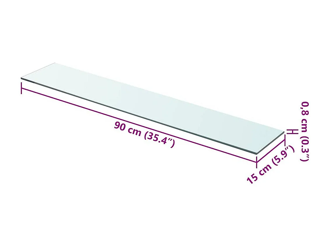 Plankpaneel Helder glas 90 x 15 cm