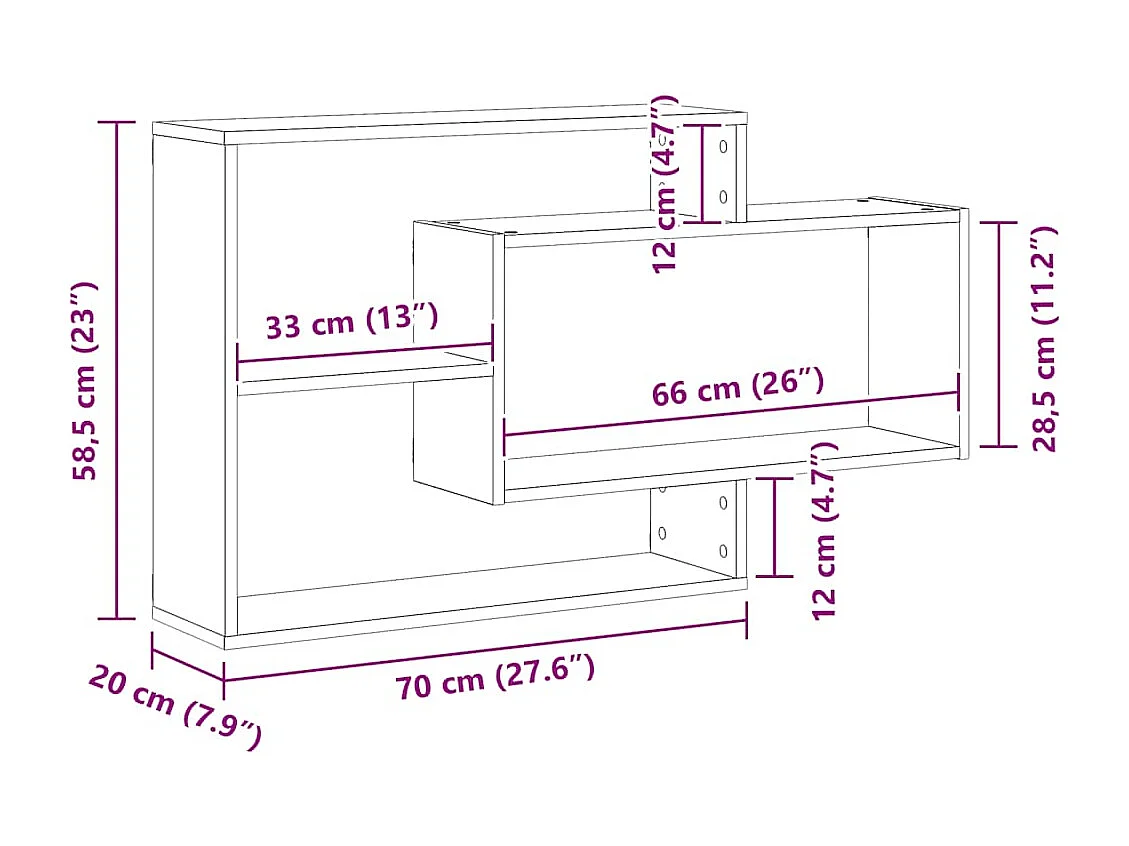 Étagère murale chêne artisanal 104x20x58,5 cm bois d'ingénierie