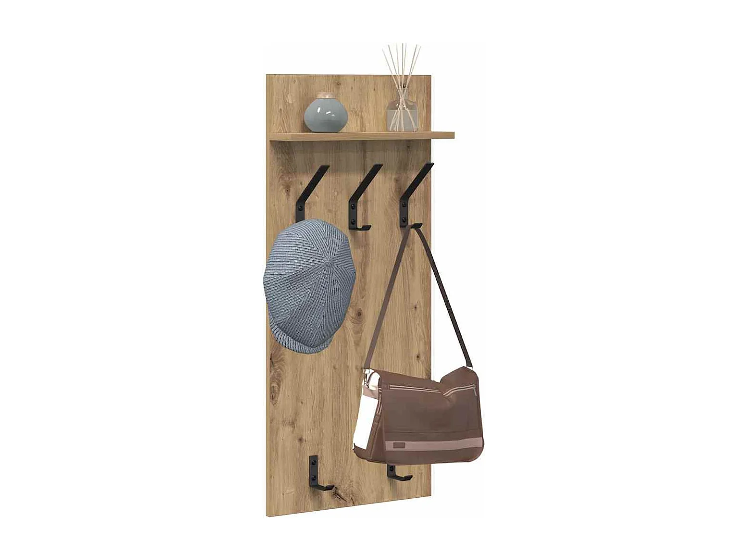 Porte-manteau mural chêne artisanal 90 x 40 x 10 cm