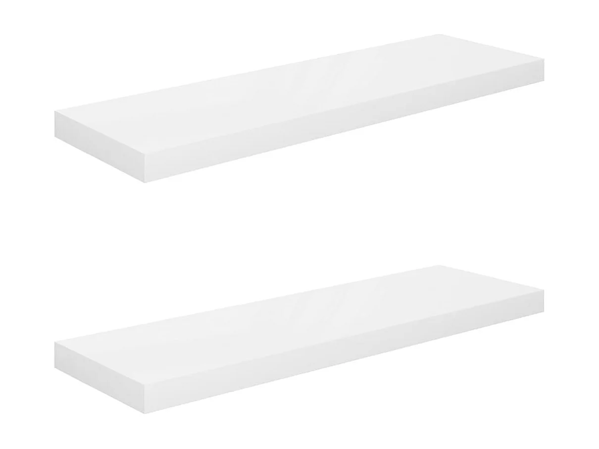 Mensola da parete sospesa 2 pezzi Bianco lucido 80x23,5x3,8cm MDF
