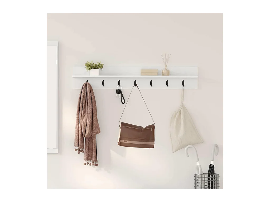 Perchero de pared Blanco 100 x 10,5 x 18 cm Madera de ingeniería