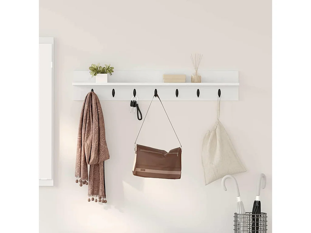 Porte-manteau mural Blanc 100 x 10.5 x 18 cm Bois d'ingénierie