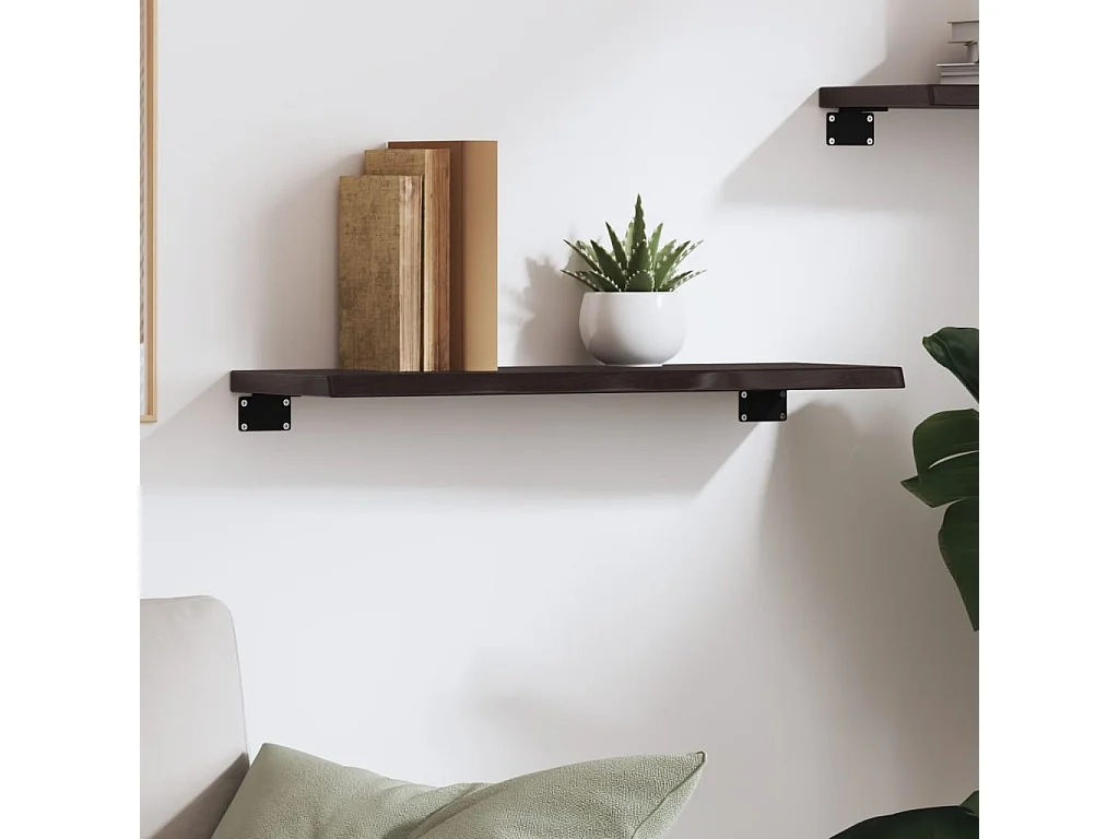 Estante de pared marrón oscuro 60x20x2 cm madera maciza de roble tratado
