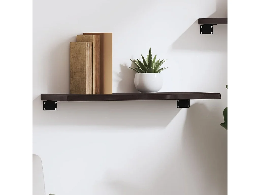 Estante de pared marrón oscuro 60x20x2 cm madera maciza de roble tratado