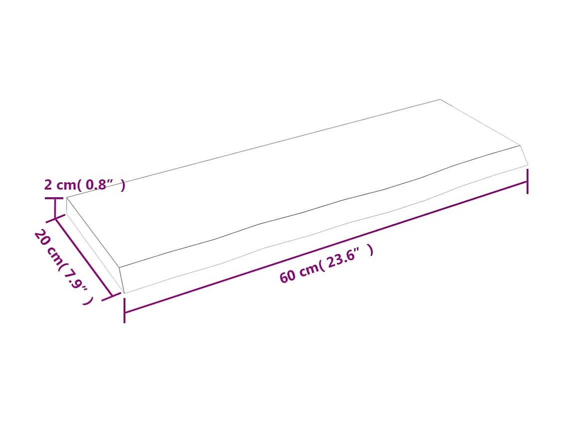 Estante de pared marrón oscuro 60x20x2 cm madera maciza de roble tratado