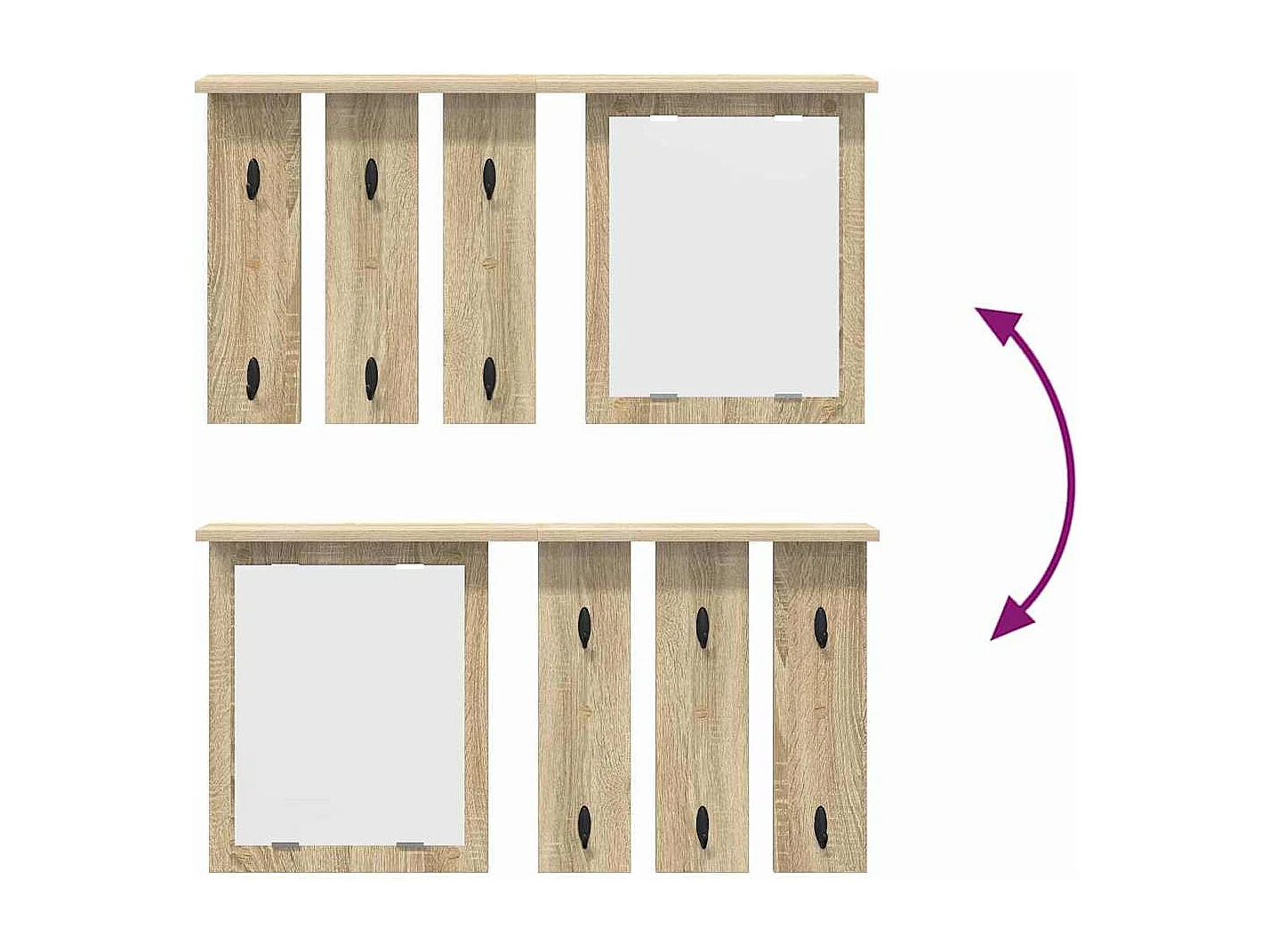 Appendiabiti da parete con ripiano in rovere Sonoma 85 x 10 x 45 cm