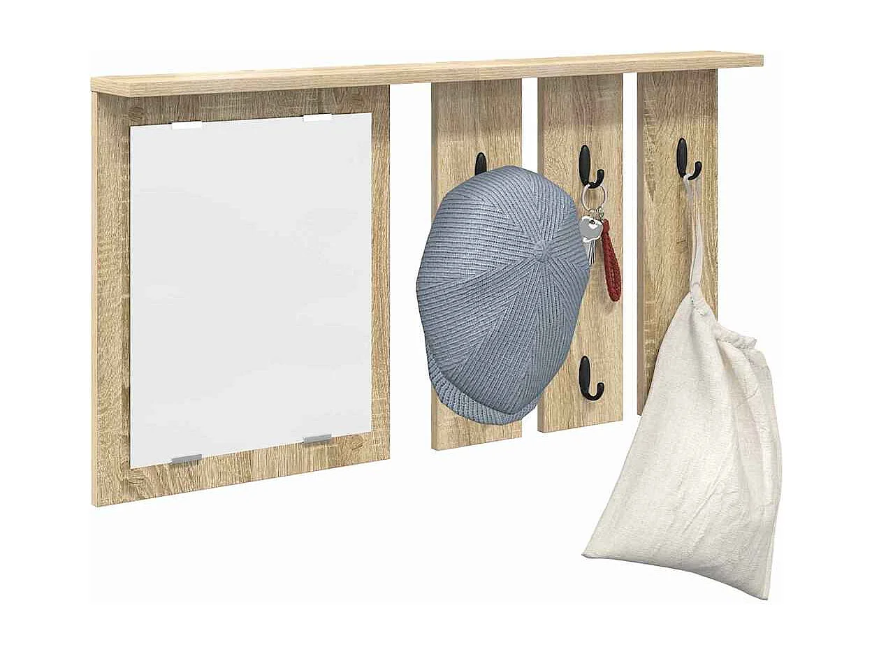 Appendiabiti da parete con ripiano in rovere Sonoma 85 x 10 x 45 cm