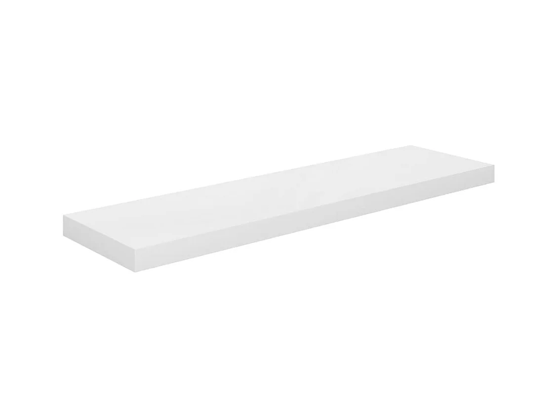 Mensola da parete sospesa 2 pezzi Bianco lucido 90x23,5x3,8cm MDF