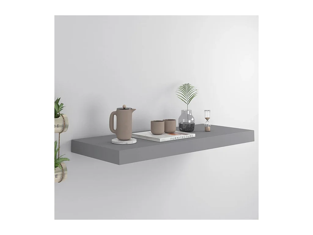Mensola sospesa da parete grigia 60x23,5x3,8 cm MDF