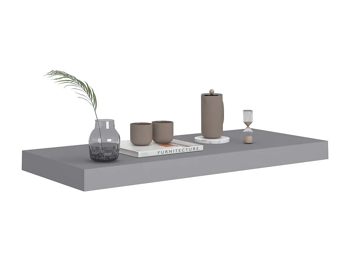 Mensola sospesa da parete grigia 60x23,5x3,8 cm MDF