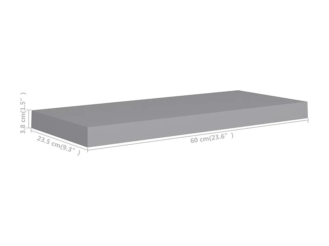Étagère murale flottante gris 60x23,5x3,8 cm MDF
