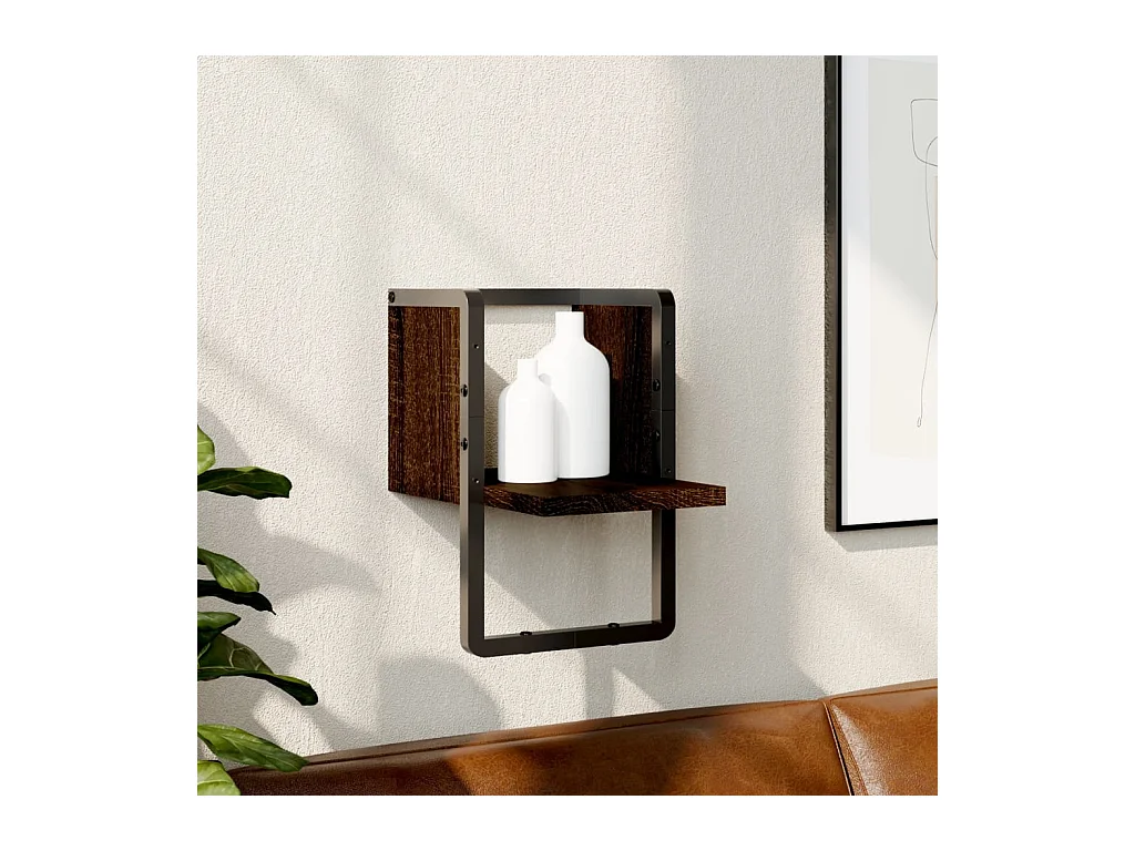 Étagère murale avec barre chêne marron 20x25x30 cm