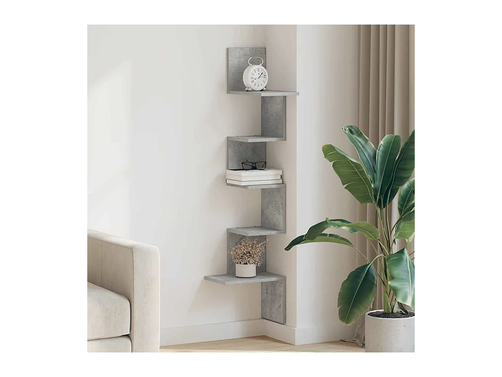 Betongrijze hoekwandplank 32x32x127,5cm bewerkt hout