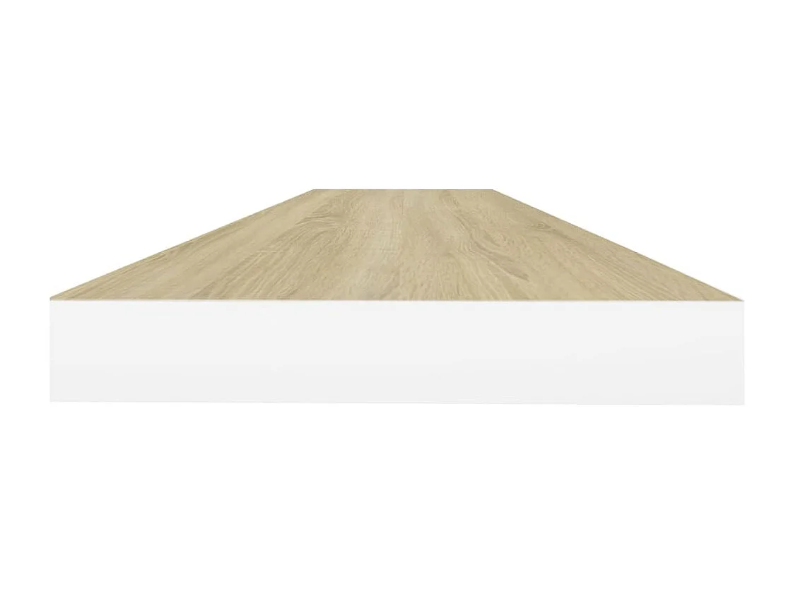 Zwevende wandplank eiken en wit 120x23,5x3,8 cm MDF