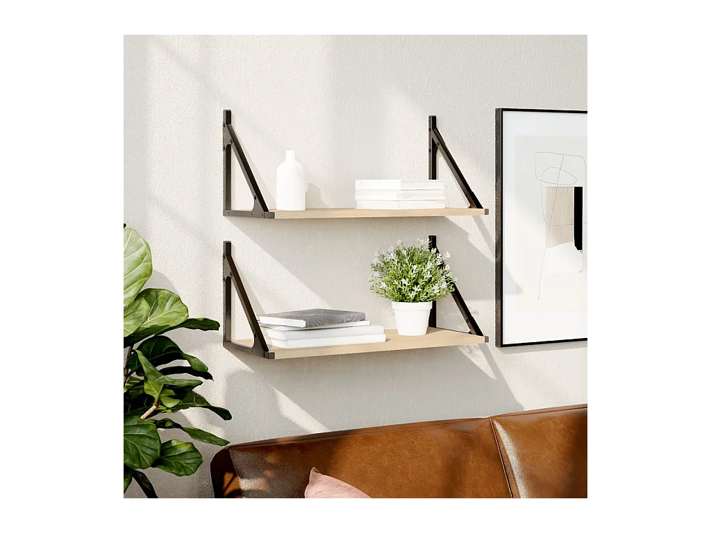 Mensole da parete 2 pezzi rovere sonoma 60x25x25,5 cm