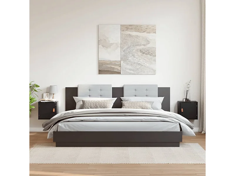 Armarios de pared 2 uds Negro 31,5x30x30 cm Madera maciza de pino