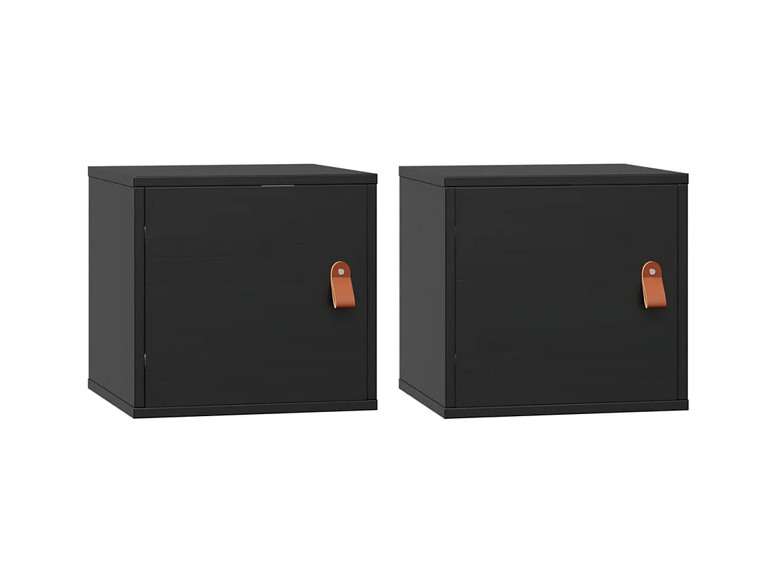 Wandkasten 2 stuks Zwart 31,5x30x30 cm Massief grenenhout