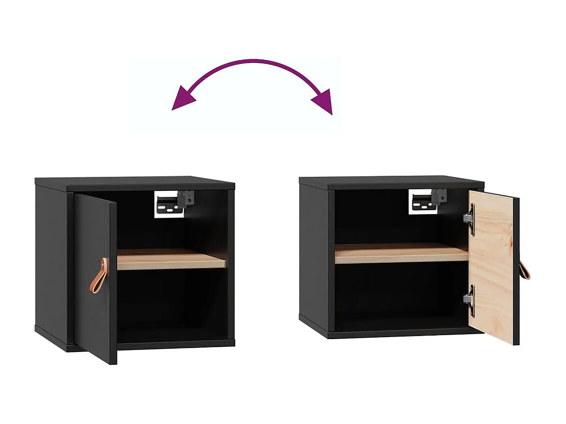 Wandkasten 2 stuks Zwart 31,5x30x30 cm Massief grenenhout