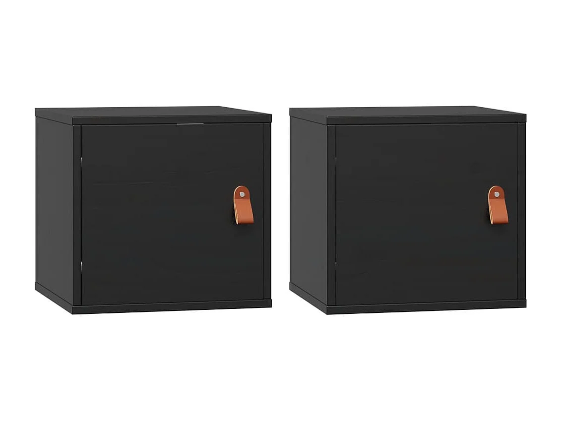 Armoires murales 2 pcs Noir 31,5x30x30 cm Bois de pin massif