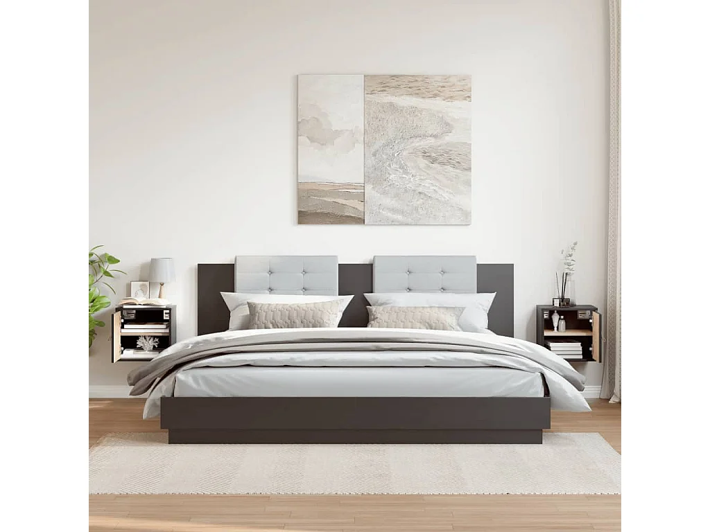 Armoires murales 2 pcs Noir 31,5x30x30 cm Bois de pin massif