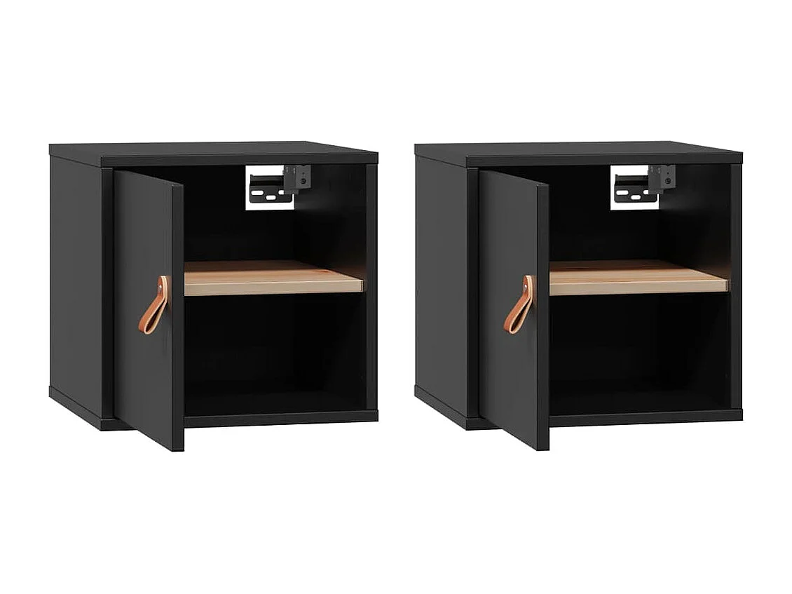 Armoires murales 2 pcs Noir 31,5x30x30 cm Bois de pin massif