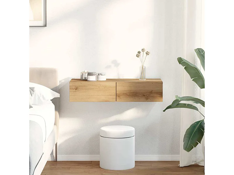 Étagère murale avec tiroirs chêne artisanal bois d'ingénierie