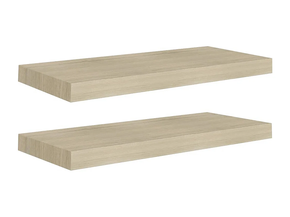 Étagères murales flottantes 2 pcs chêne 60x23,5x3,8 cm MDF