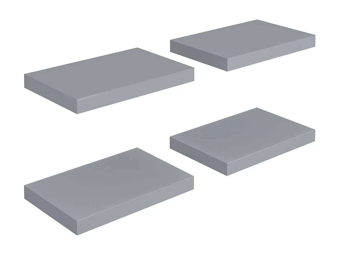 Estantes de pared flotantes 4 piezas Gris 40x23x3,8 cm MDF