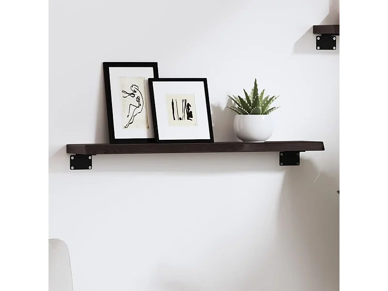 Étagère murale marron foncé 60x10x2 cm bois chêne massif traité