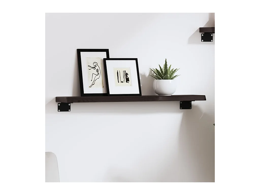 Étagère murale marron foncé 60x10x2 cm bois chêne massif traité