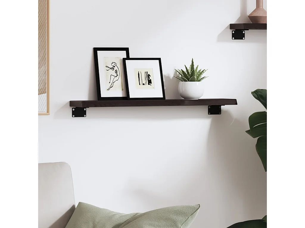 Estante de pared marrón oscuro 60x10x2 cm madera maciza de roble tratado