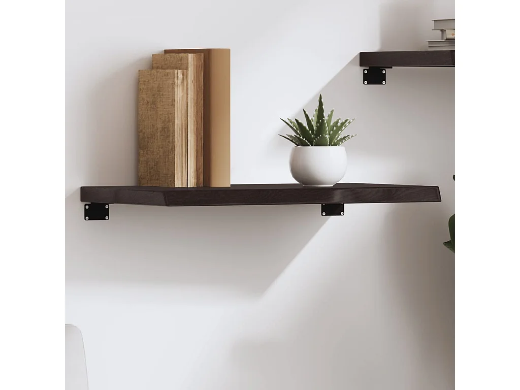 Estante de pared marrón oscuro fabricado en madera maciza de roble tratada