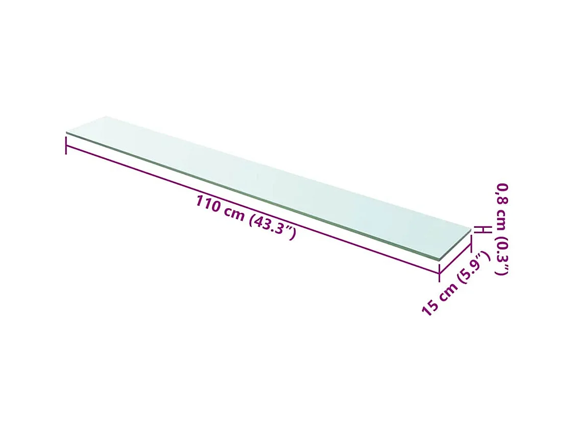 Plankpanelen 2 stuks Transparant glas 110 x 15 cm