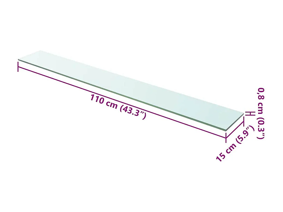 Pannelli per mensole 2 pezzi Vetro trasparente 110 x 15 cm