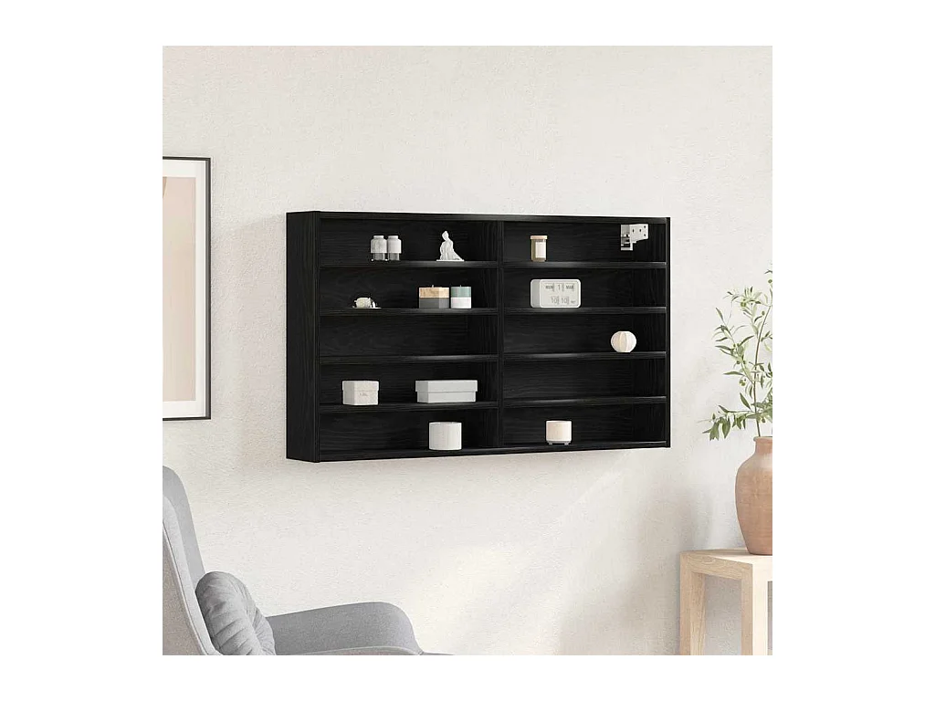 Cabinet d'Affichage avec étagère Chêne noir 100 x 15 x 58 cm