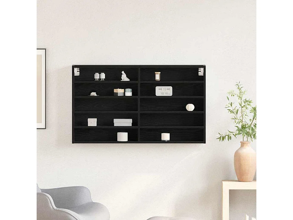Vitrina con estante Roble Negro 100 x 15 x 58 cm