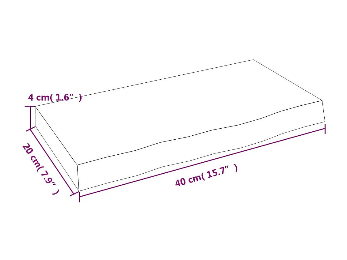 Mensola da parete marrone chiaro 40x20x4 cm in legno massello di rovere trattato