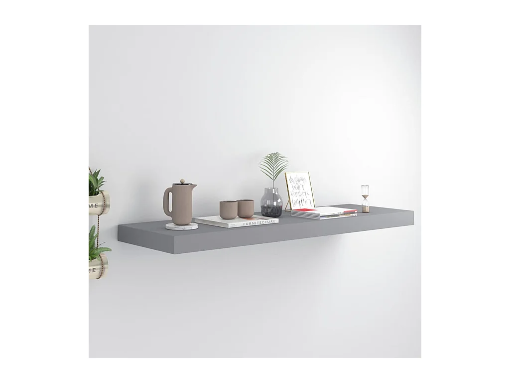 Mensola sospesa grigia da parete 80x23,5x3,8 cm MDF