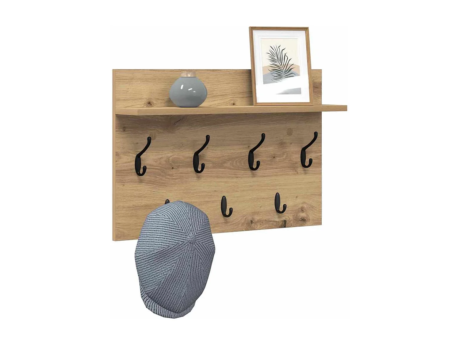 Handgemaakte eikenhouten wandkapstok 60 x 40 x 12 cm