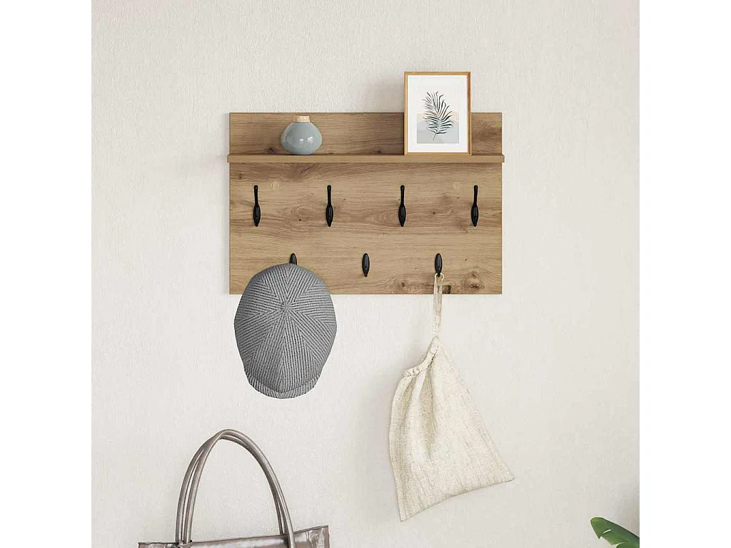 Handgemaakte eikenhouten wandkapstok 60 x 40 x 12 cm